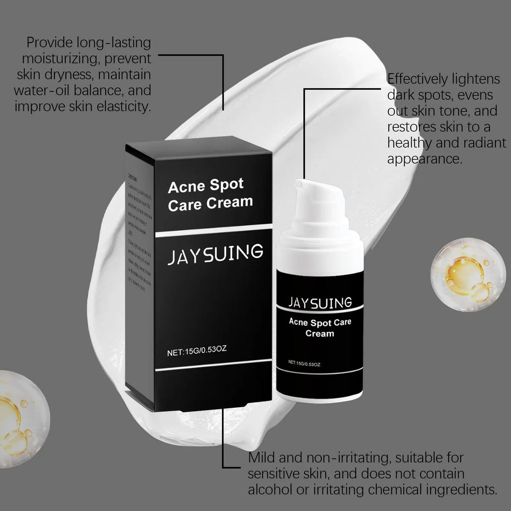 15g jar of hydrating acne cream with tea tree oil and aloe vera for facial blemish treatment