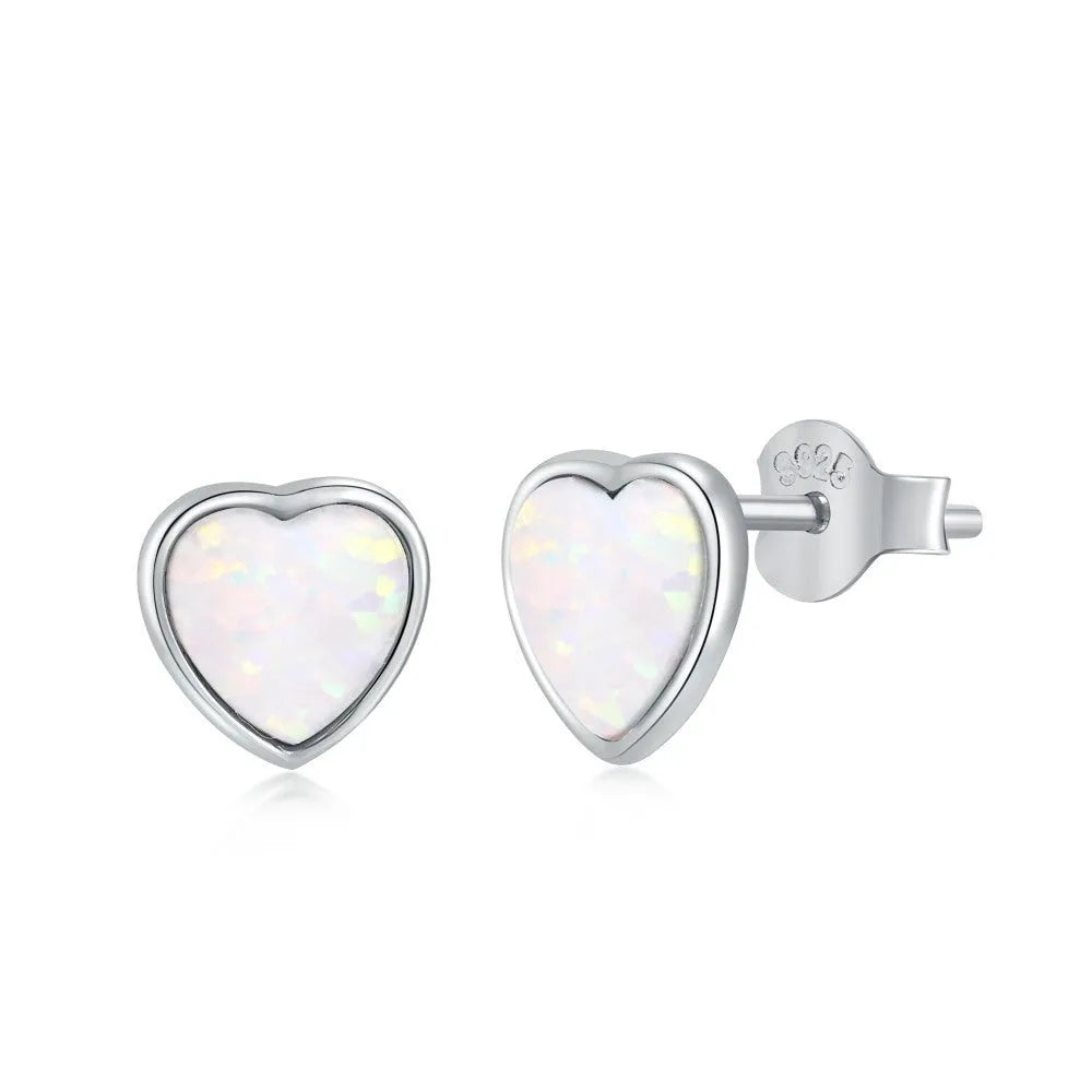 925 silver blue opal heart earrings for women lightweight fairy style