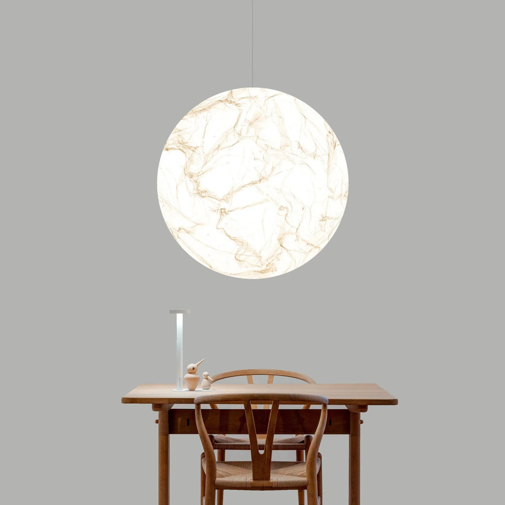 Moon pendant light D50 in minimalist style for double-height restaurant or hotel lobby, low voltage ≤36V