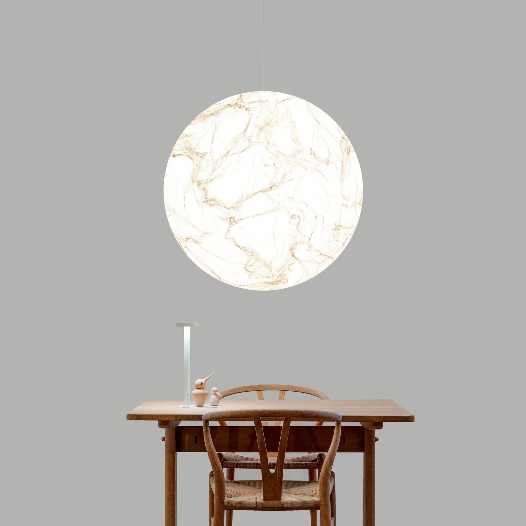 Moon pendant light D50 in minimalist style for double-height restaurant or hotel lobby, low voltage ≤36V