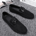 Men's black and grey casual shoes with suede upper and rubber sole
