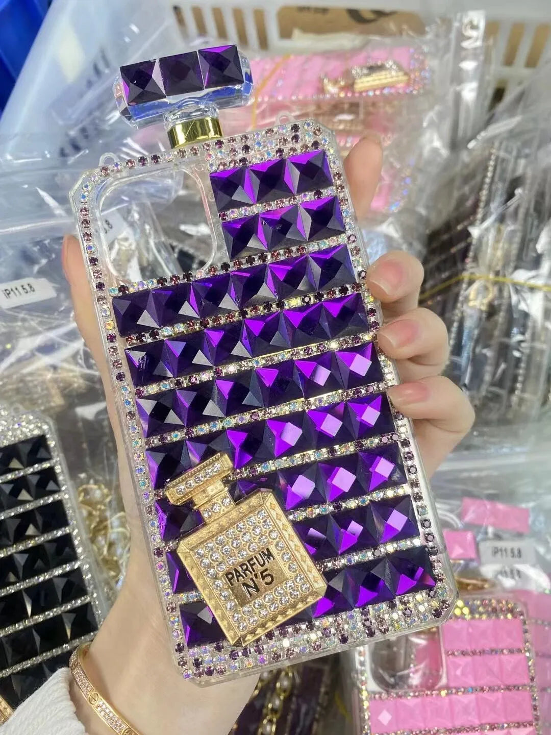 TPU phone case with rhinestones in diamond perfume colour for iPhone 14 Pro Max