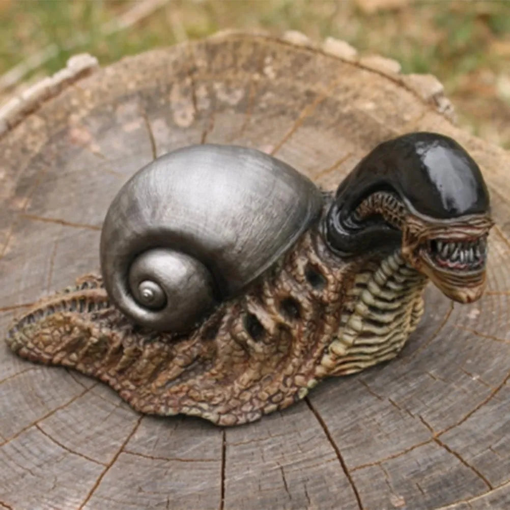 Modern simple resin sculpture of a snail character for garden or home decoration