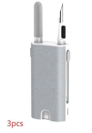 5-in-1 digital device cleaning kit with brush, metal tip, and black flocking sponge head