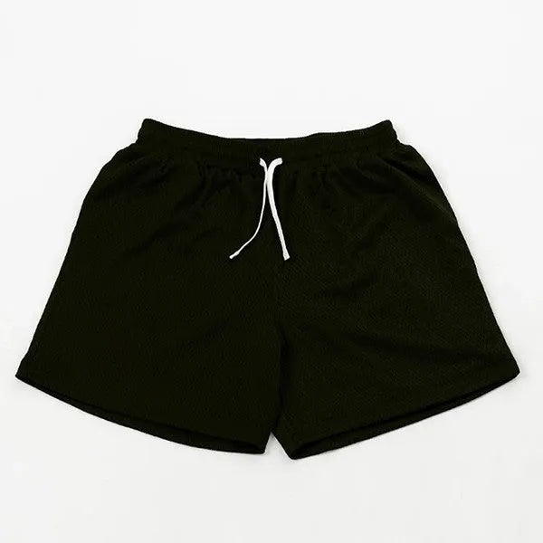 Men's mesh quick-drying athletic shorts in black, red, green, purple, or blue for summer sports