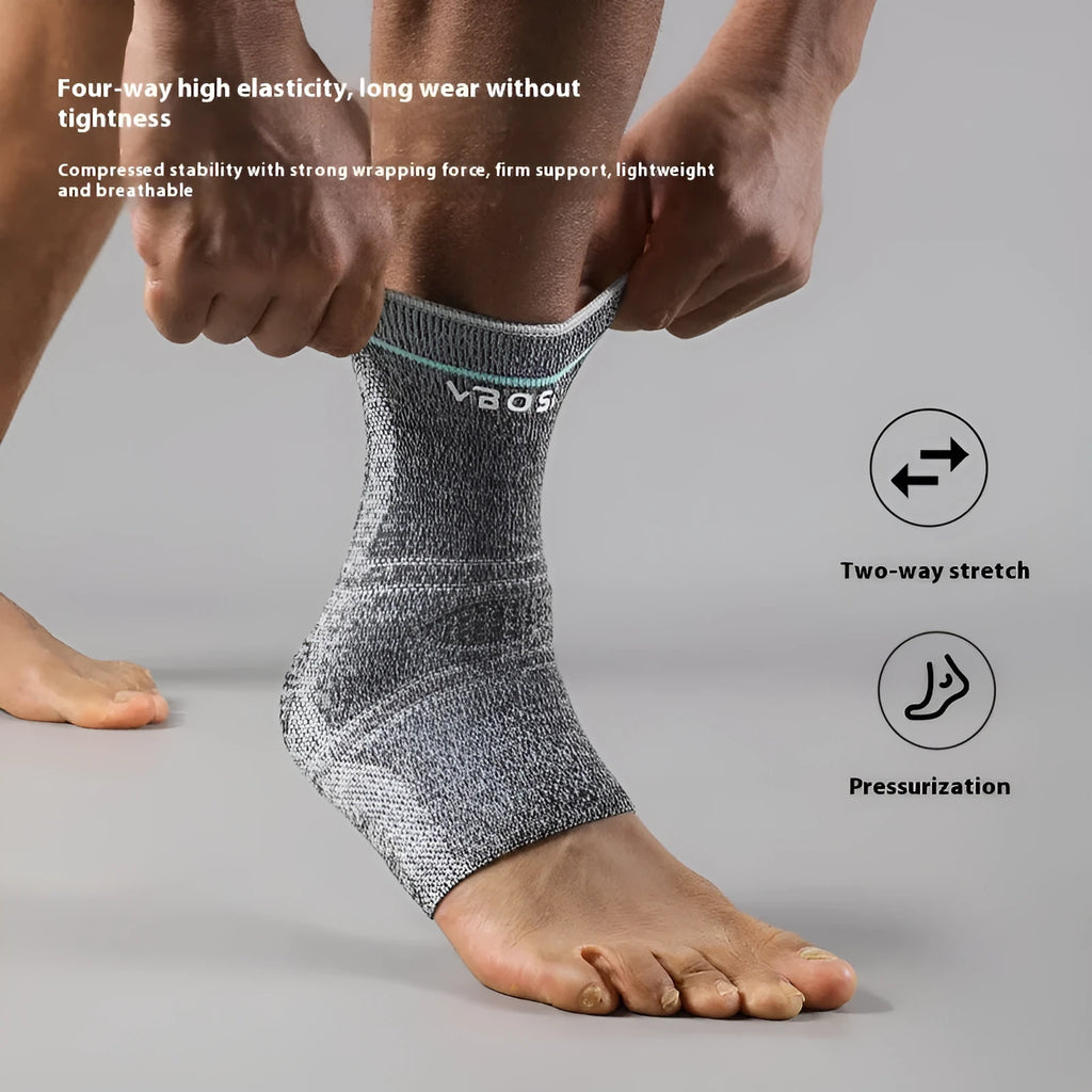 Ankle support compression sleeve for adults in black, dark grey or light grey, sizes M L XL