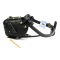 Black cowhide dog muzzle for medium and large dogs with basket design, sizes L and M