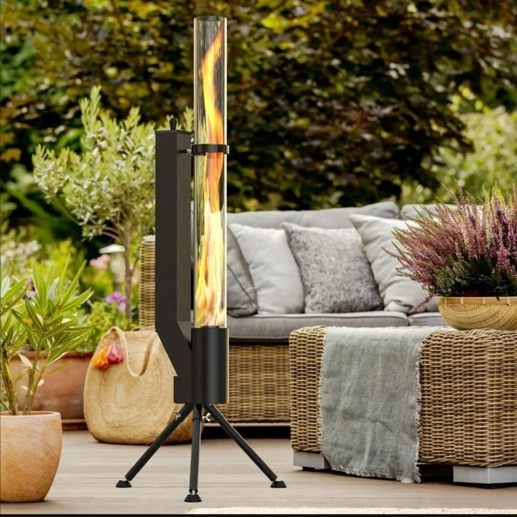 Vertical iron rocket furnace heating stove for courtyard garden outdoor use