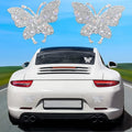 Diamond-encrusted glass car sticker in bear paw or butterfly shape, 7x6cm, on a drill stick.