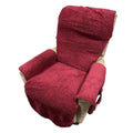 Lambswool-effect polyester sofa slipcover in beige colour on a sofa, showing its universal fit.