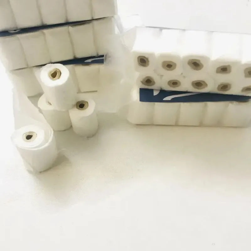 Miniature paper tissue roll model measuring 30mm wide by 15mm deep by 80mm high