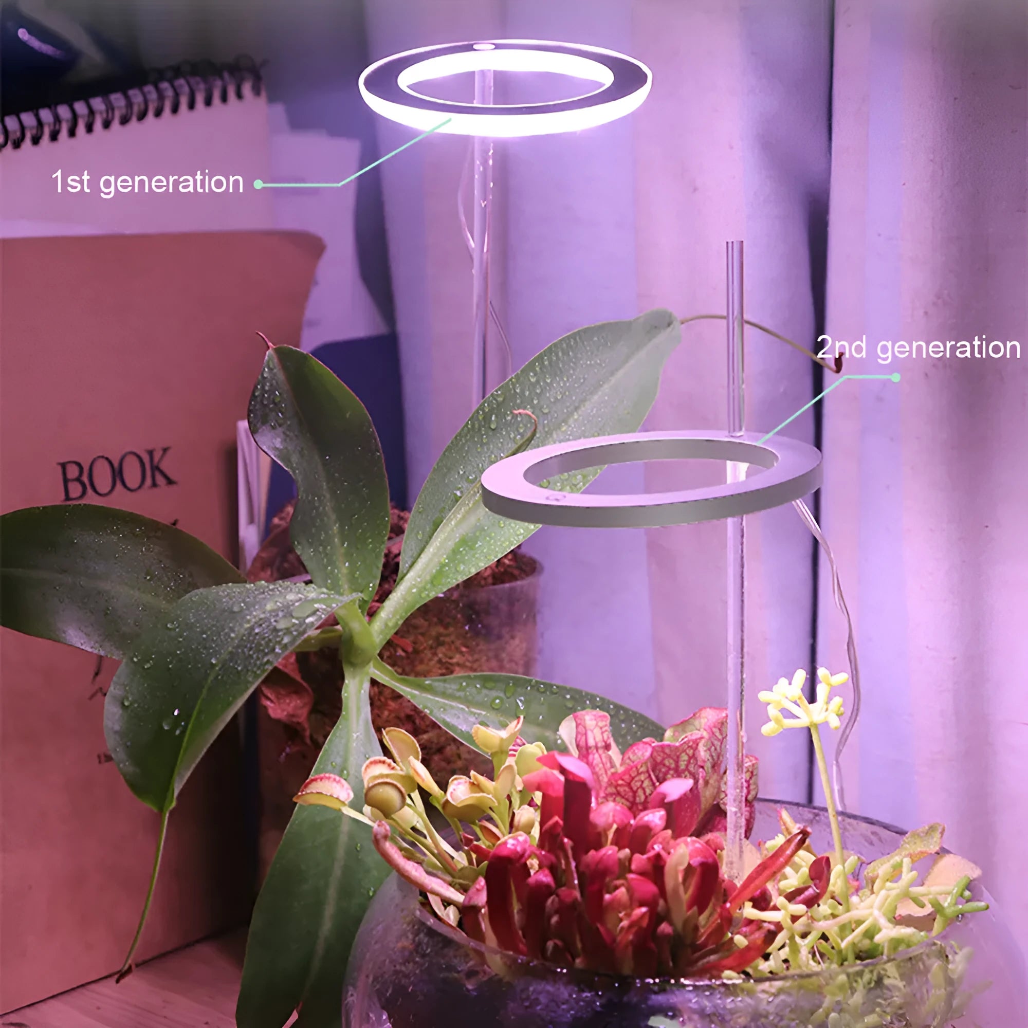 USB-powered LED grow light with zinc alloy casing for indoor plants measuring 90mm diameter