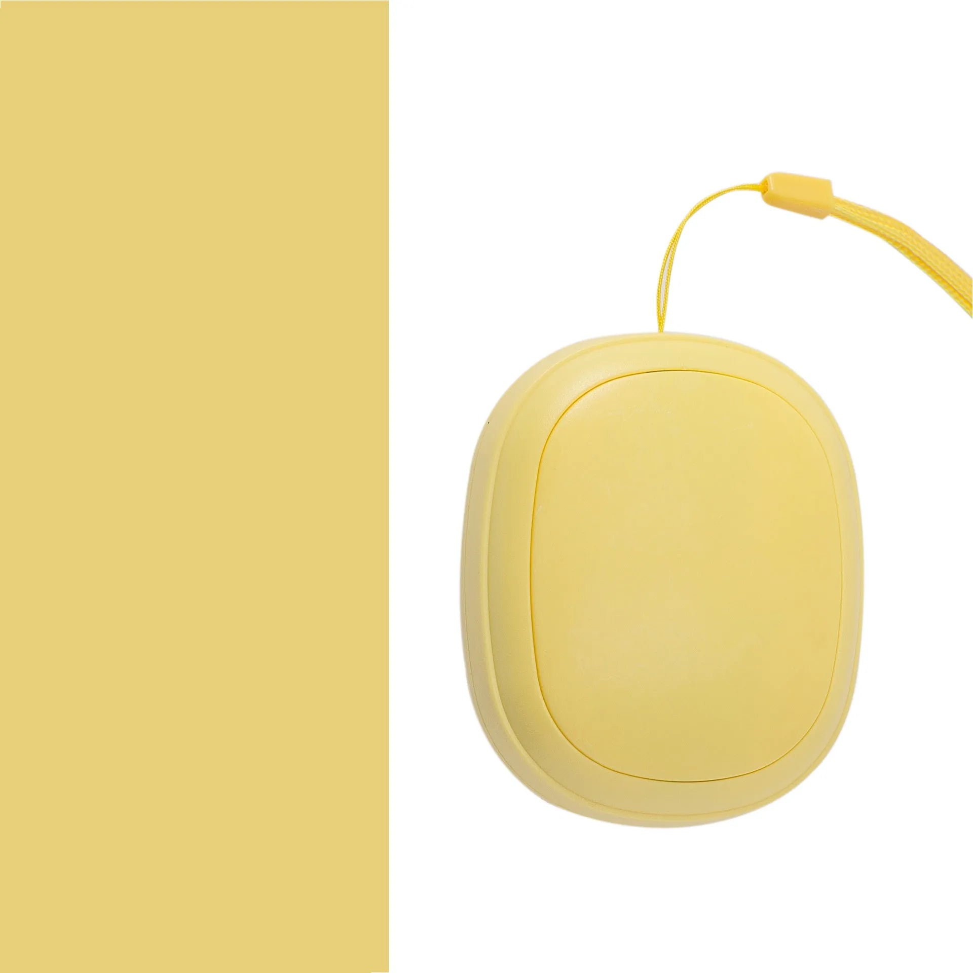 USB hand warmer in pink with three-gear temperature control and compact pebble design