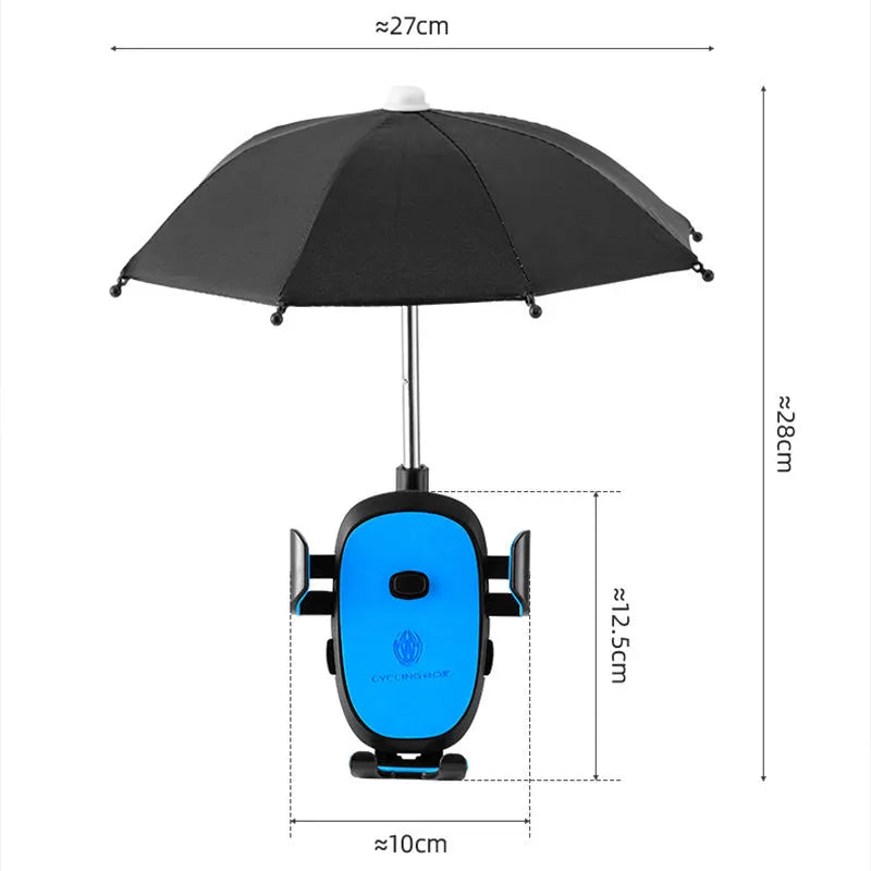 Bicycle mobile phone umbrella with bracket handlebar mount black PC material