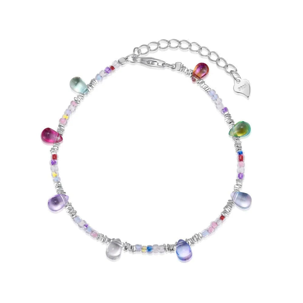 S925 sterling silver bracelet for women with bulb colour finish and geometric round element design in silver