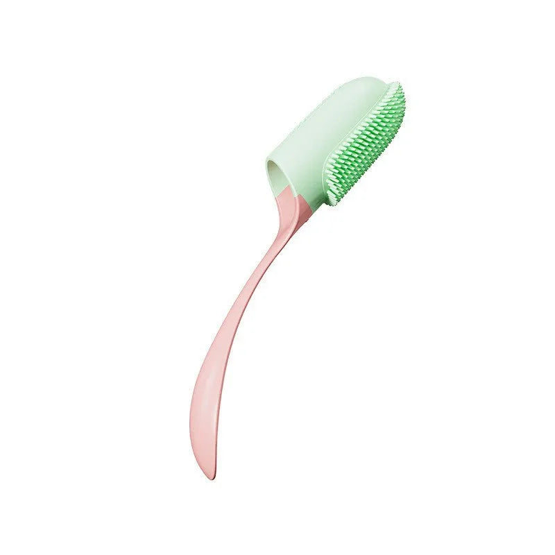 Dog toothbrush plastic handle dental cleaner in pink, white or yellow for tartar and stain cleaning