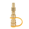 Gold-coloured brass SL-HW-3/8JT type B gas propane connector with 3/8 American standard thread.