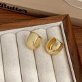 Gold geometric U-shaped alloy ear clip for women with electroplated finish