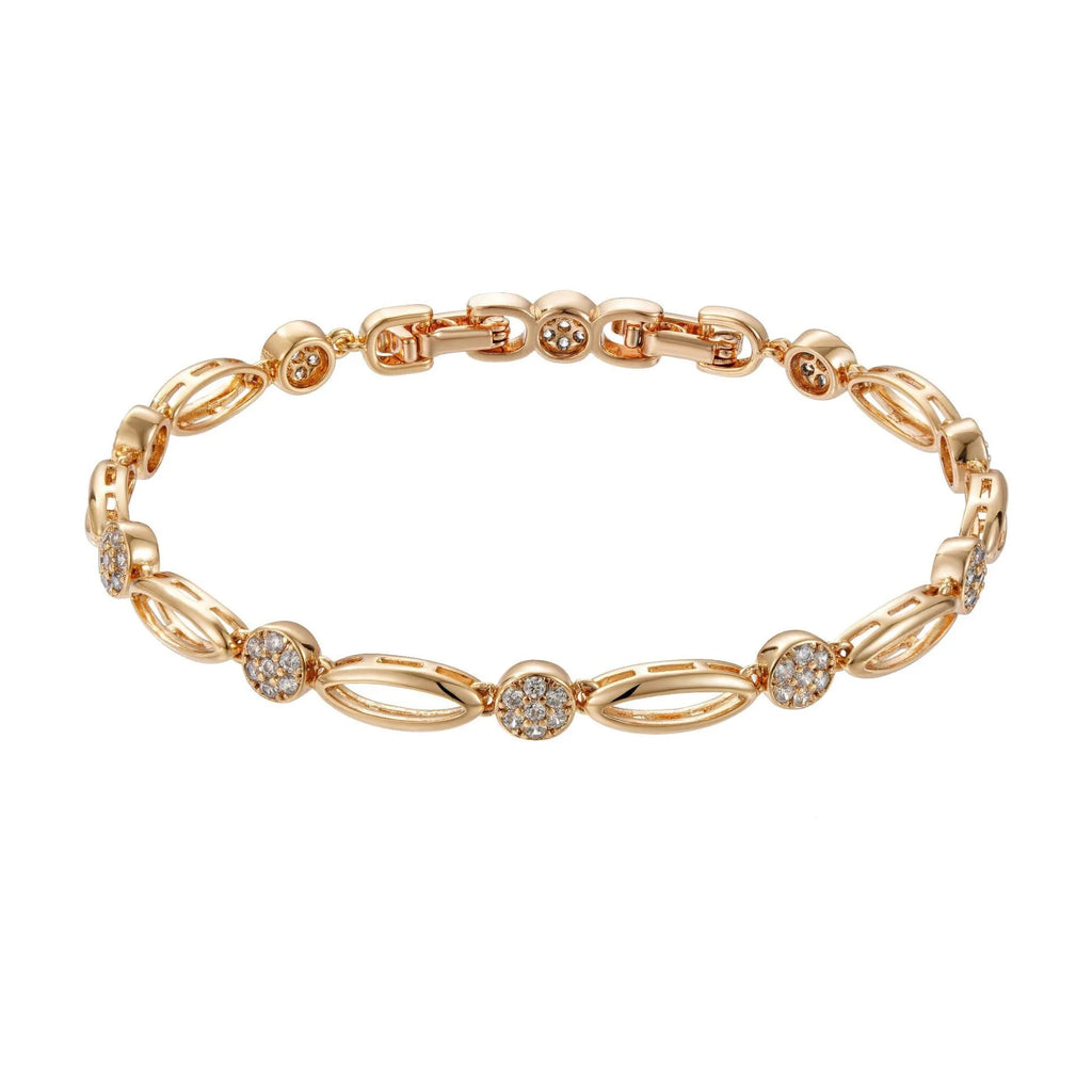Golden hollow carved copper bracelet with a U-shaped design for women.