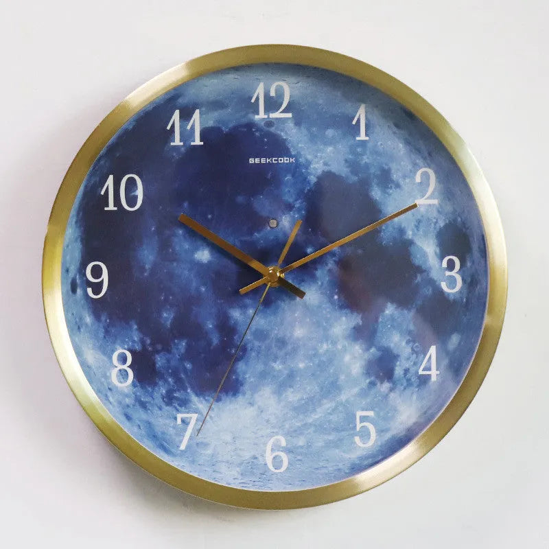 12-inch 30cm sound control luminous wall clock with blue moon design and silent movement