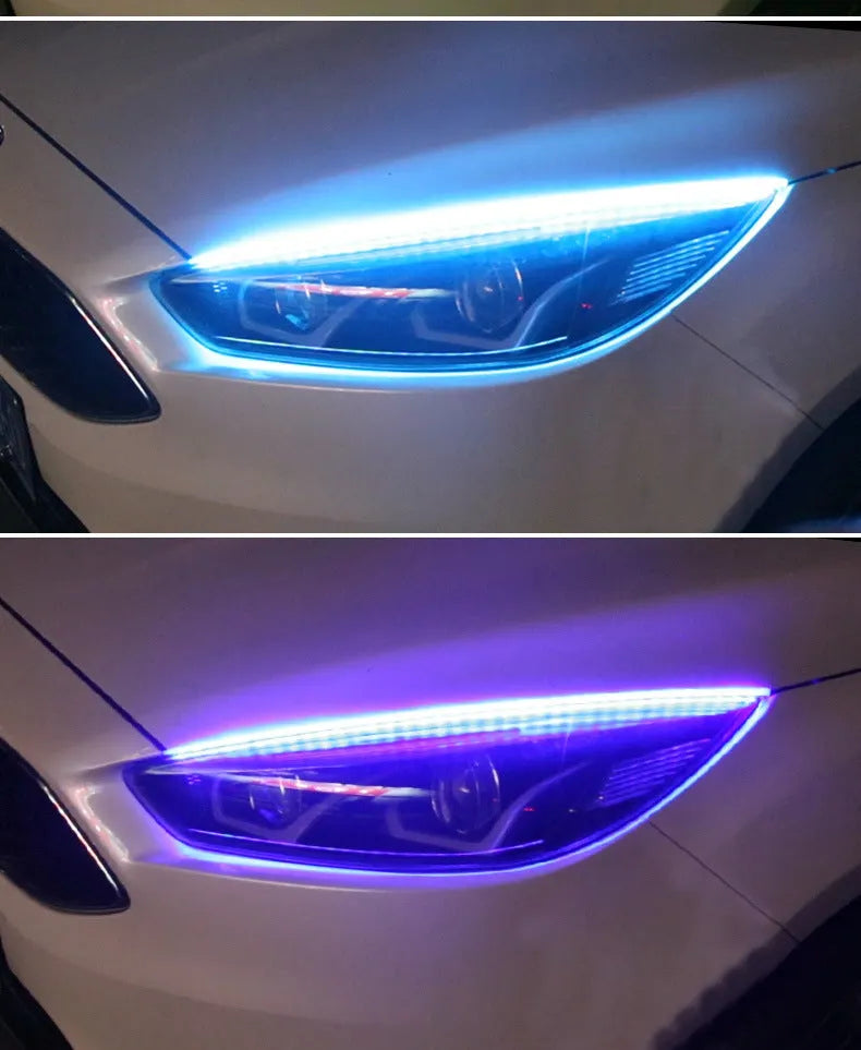 RGB LED daytime running light strip with remote control for General Motors cars in 30cm, 45cm, 60cm sizes.