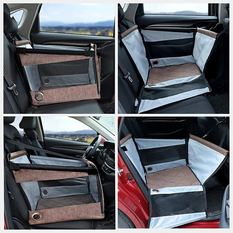 Oxford cloth portable pet crate for dogs in car with 49cm dimensions in black colour