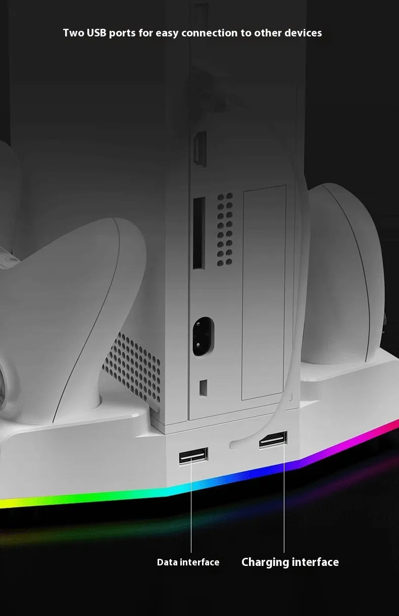 Xbox Series S multi-function cooling base with fan, earphone hook and colourful light in ABS