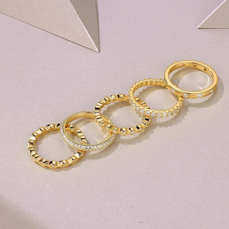 Golden Music moissanite wedding ring set gold-plated S925 silver gift box GRA certificate sizes 5-9