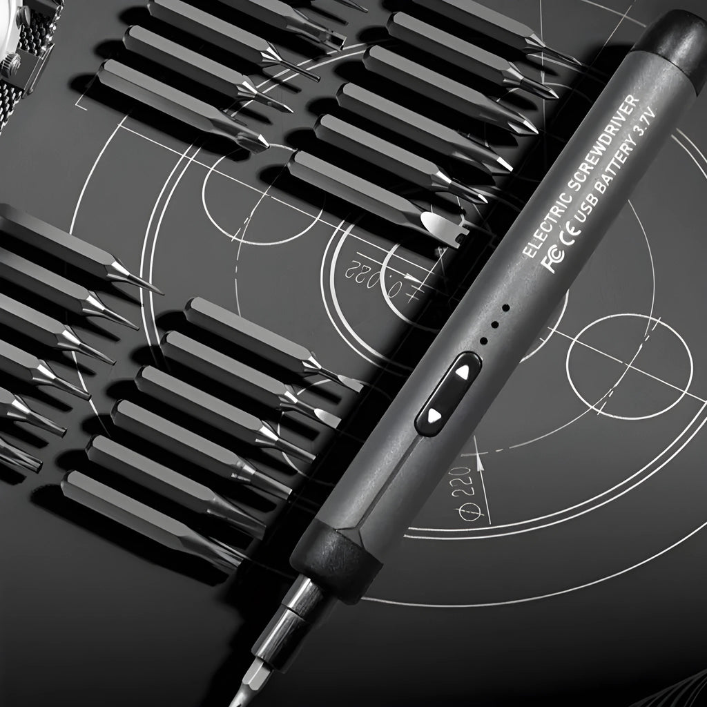 46-in-1 electric screwdriver portable rechargeable 4.2V lithium battery 340g gray with alloy screwdriver