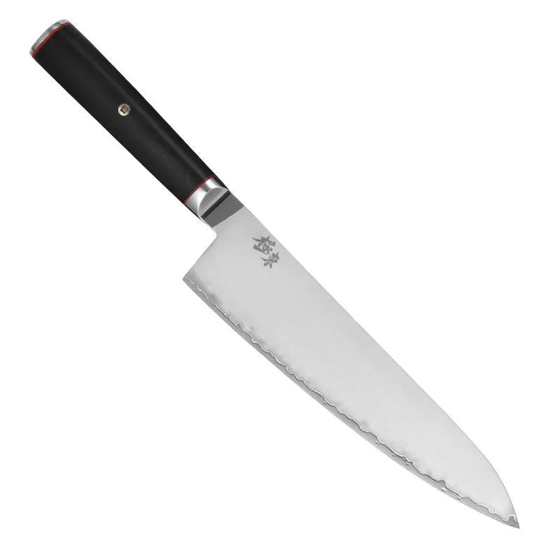 Sanhe Steel AUS-10 stainless steel Japanese-style kitchen knife with 8-inch blade on cutting board