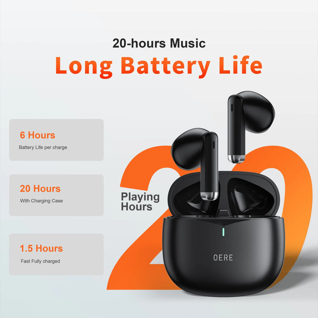 Wireless in-ear bass gaming headset in black with noise reduction, 10m range, ABS construction