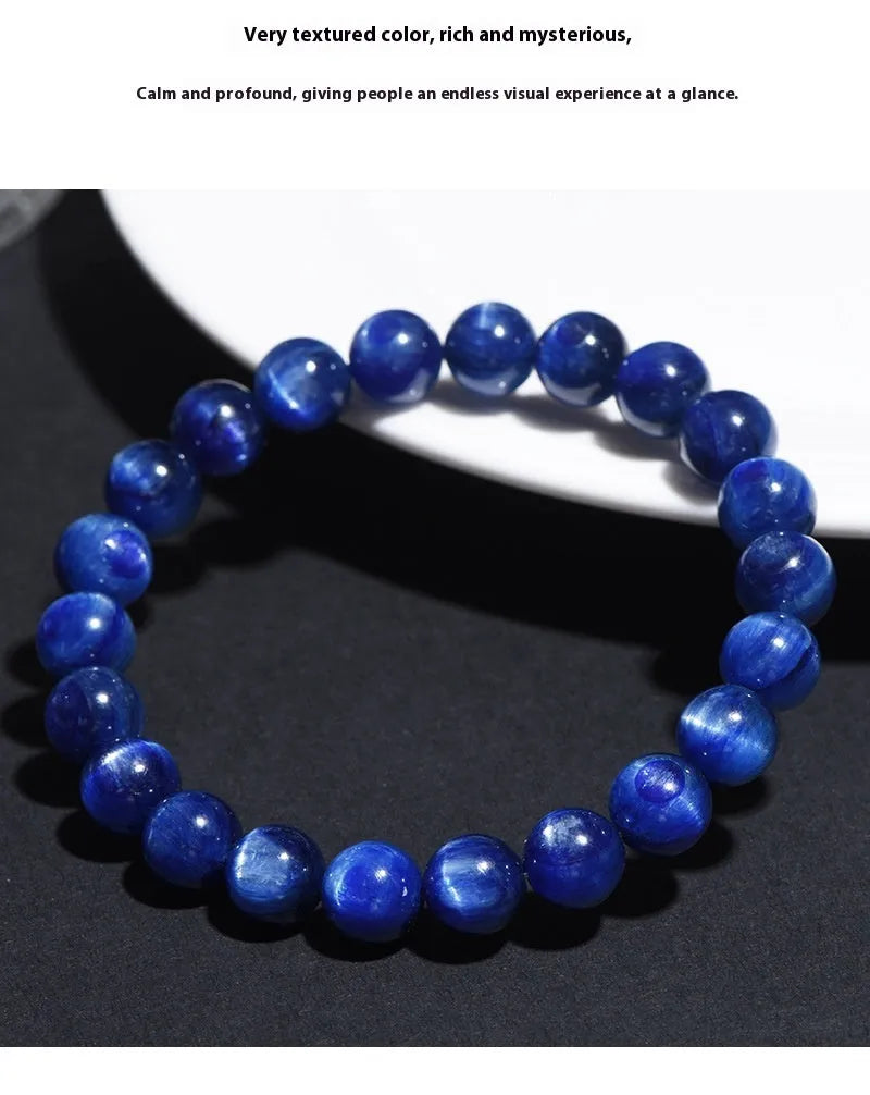 Natural blue crystal bracelet with Ruyi motif and polished geometric beads