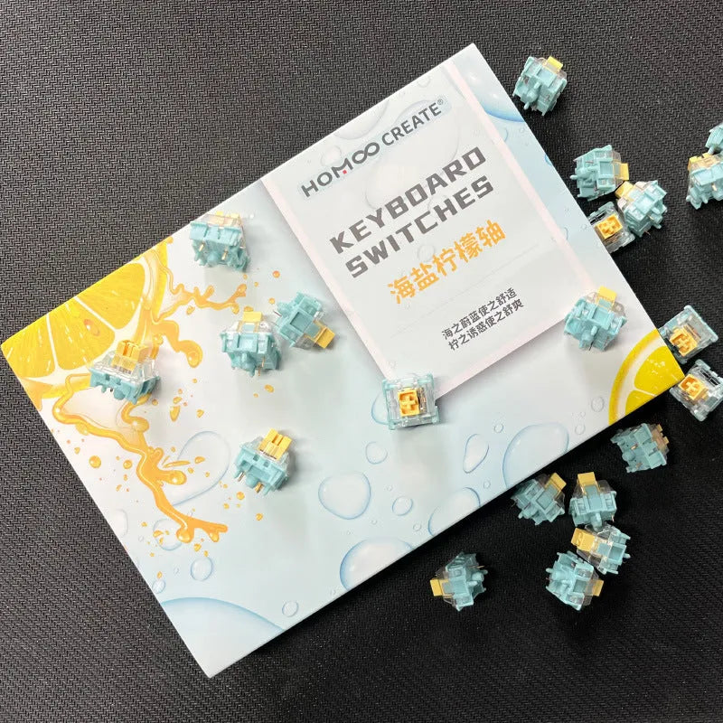 36 Sea Salt Lemon PRO silent tactile mechanical keyboard switches with MX-compatible 5-pin stems