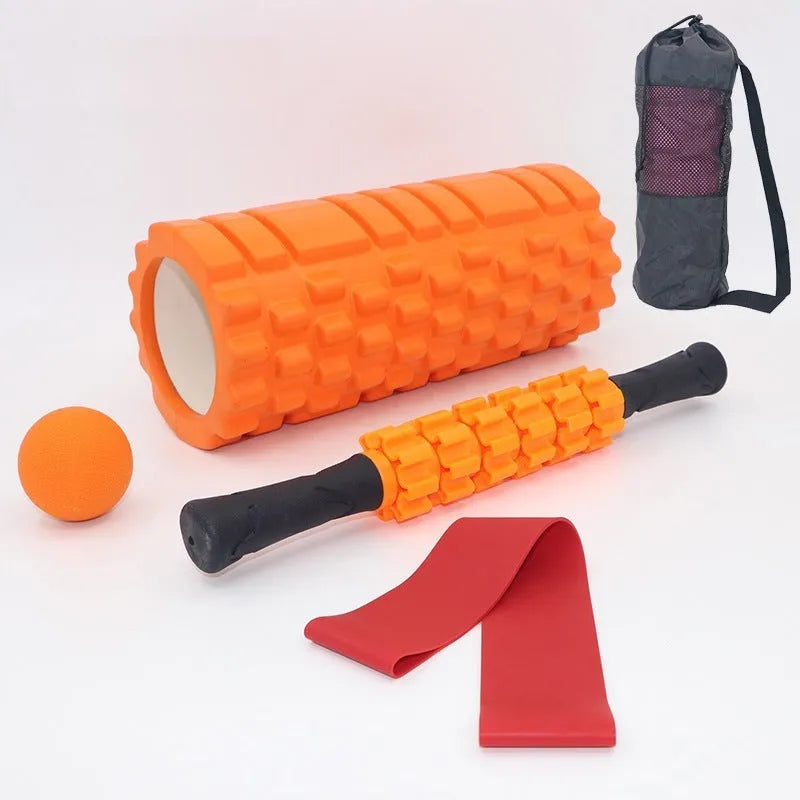 Black 33cm fitness foam roller with six segment construction for health massage