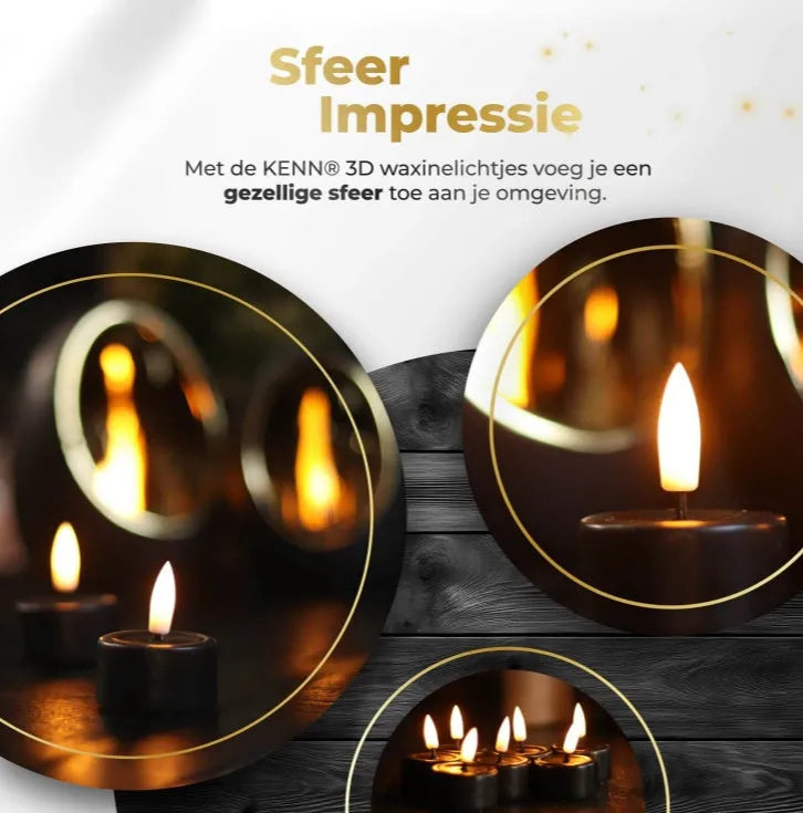 Set of four black S10 LED flameless tealight candles showing size and colour.