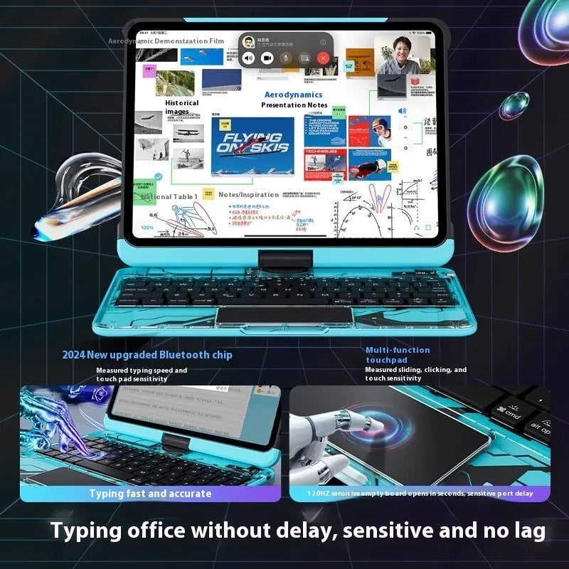 Blue shockproof PC protective case for an iPad Pro 11-inch with keyboard compatibility visible.