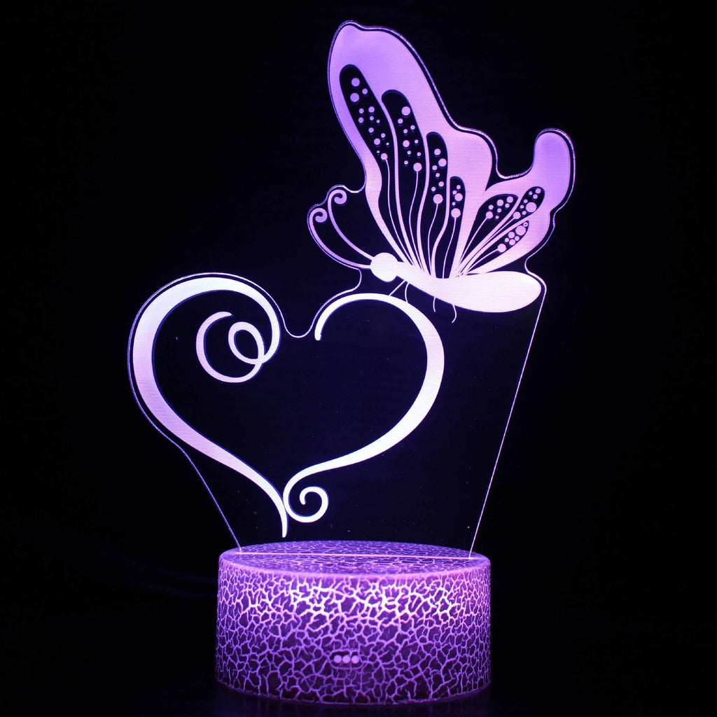 Acrylic 3D small night colourful touch USB table lamp with crack base design