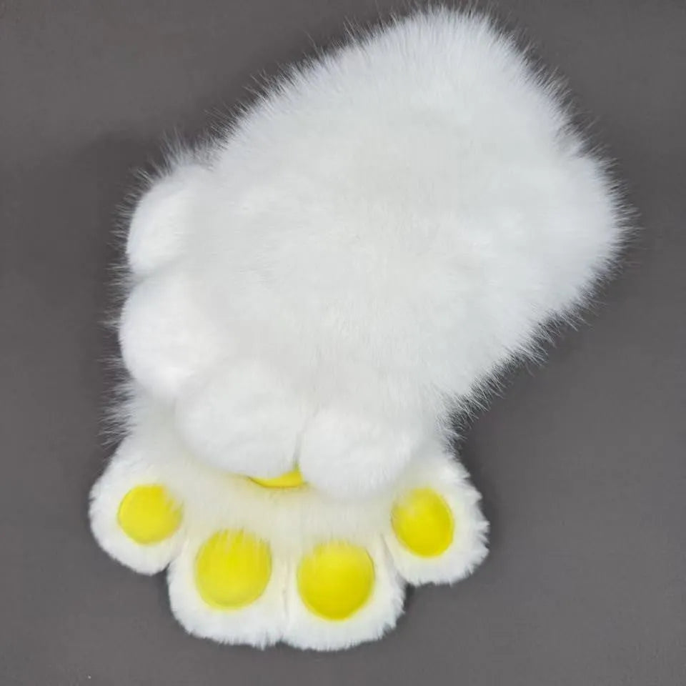 Colourful animal claw cosplay gloves in multiple two-tone colour options on a white background.