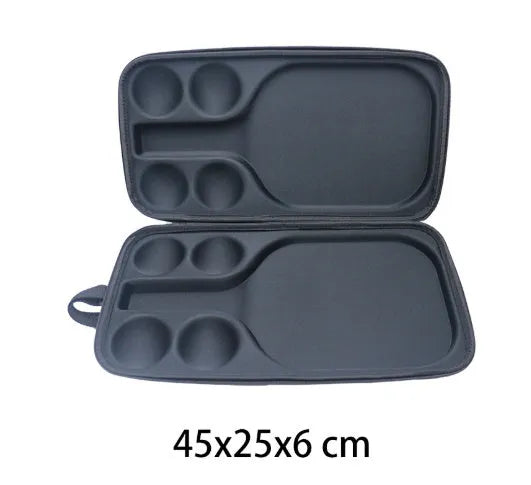 Black EVA pickleball racket storage case with double shoulder strap, dimensions 45x25x8cm.