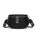 Women's saddle-shaped messenger bag in soft PU leather with cross-body strap and zippered compartment