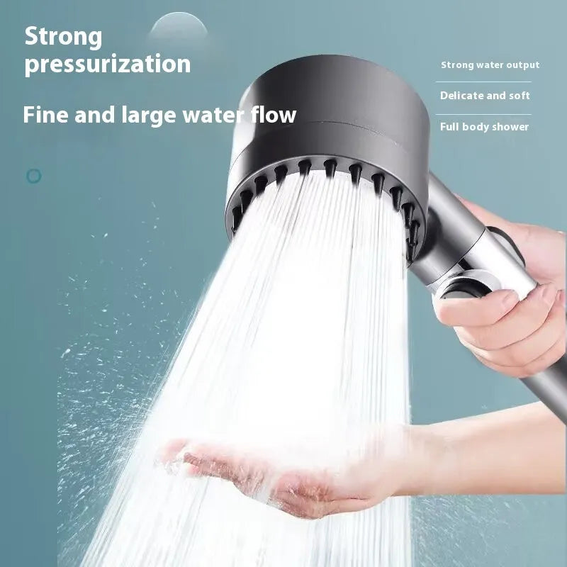 Portable ABS plastic shower head with three adjustment gears for spray massage and rain functions