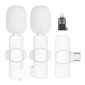 White wireless neckline clip microphone on lapel for Android recording and live broadcast use