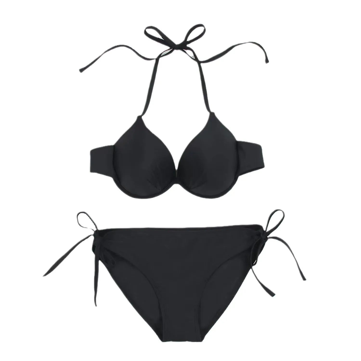 Women's rose red bikini swimsuit with steel bracket underwire for swimming support