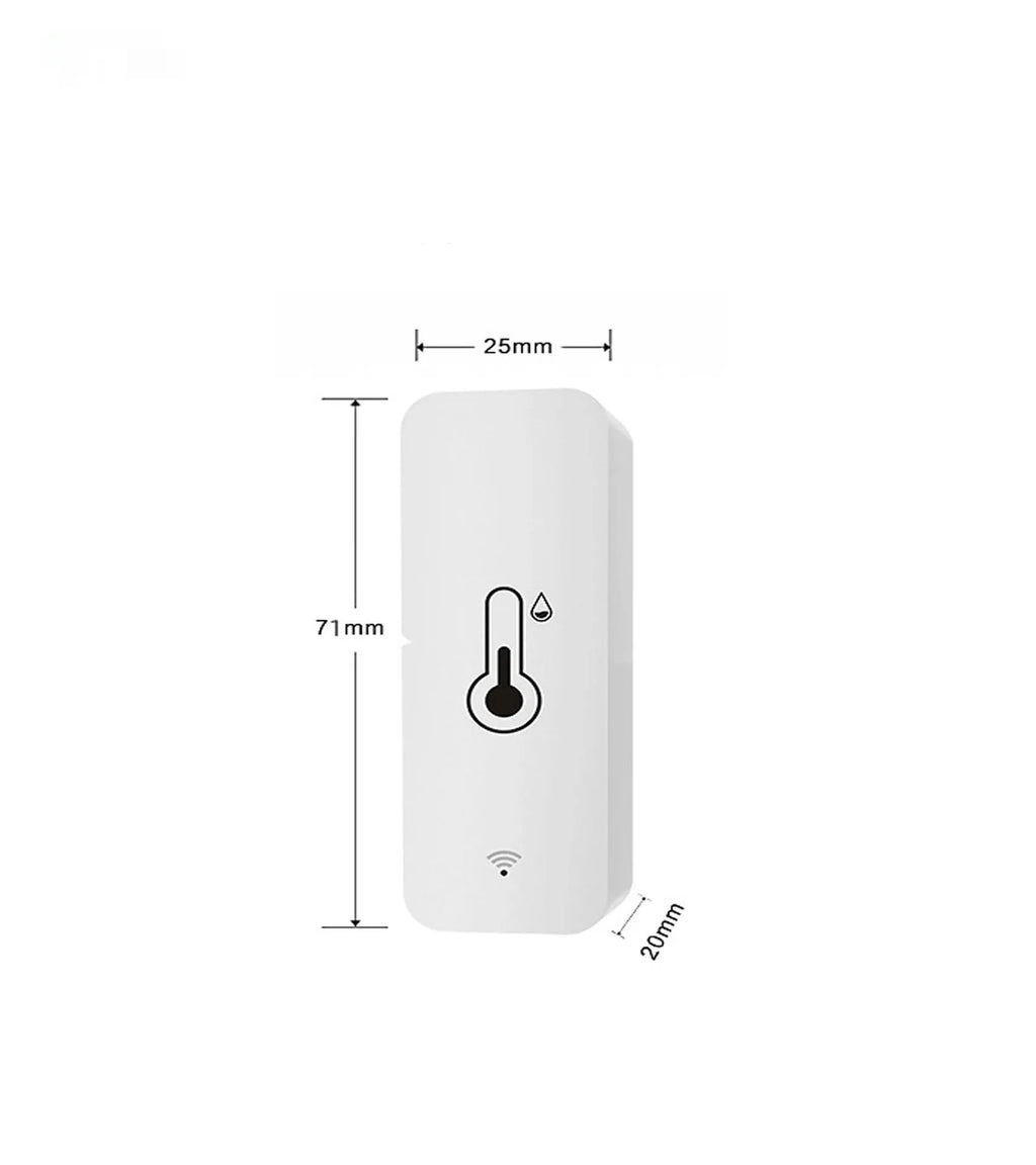 Compact white WiFi temperature and humidity sensor with LCD display for smart home monitoring