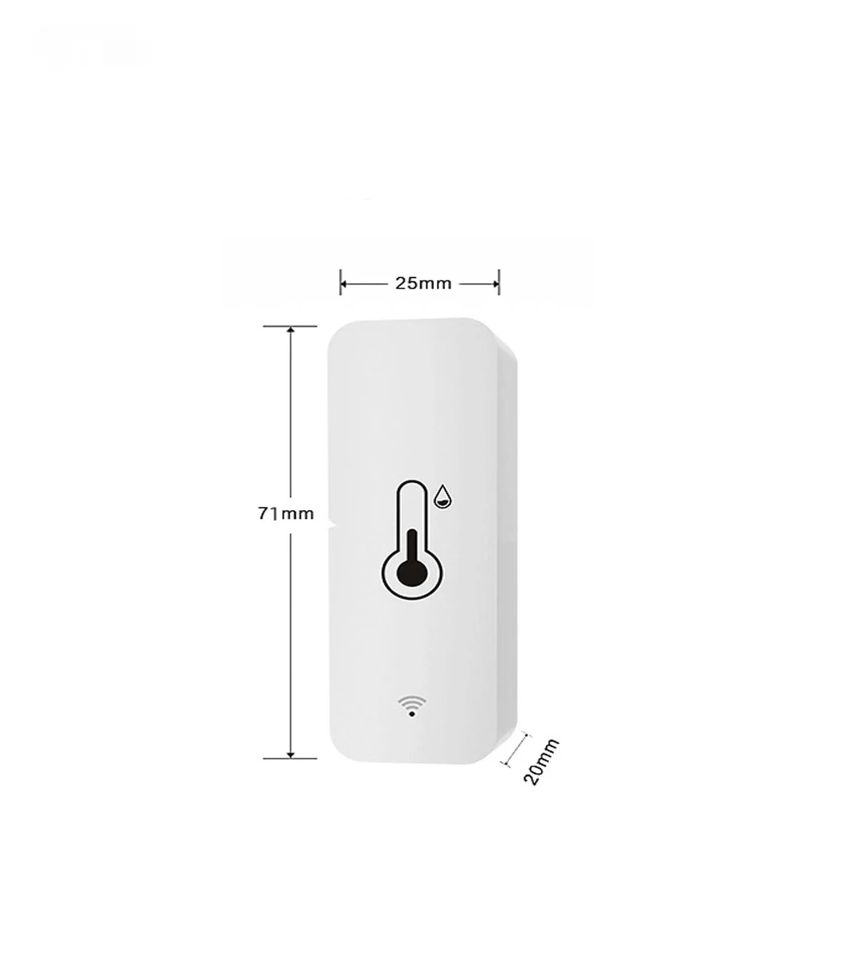 Compact white WiFi temperature and humidity sensor with LCD display for smart home monitoring