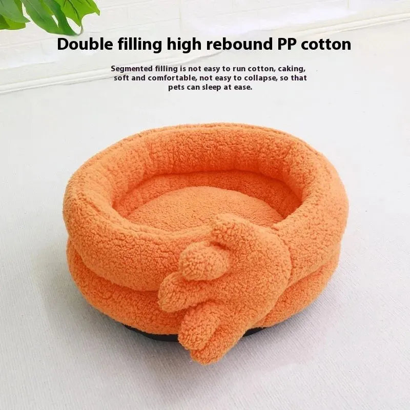 Yellow pet kennel mattress measuring 48×20 cm with thickened plush fabric for autumn and winter use