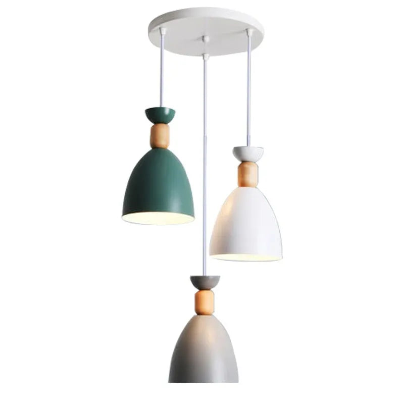 Modern three-head iron chandelier ceiling lamp for dining room or restaurant use with white light option