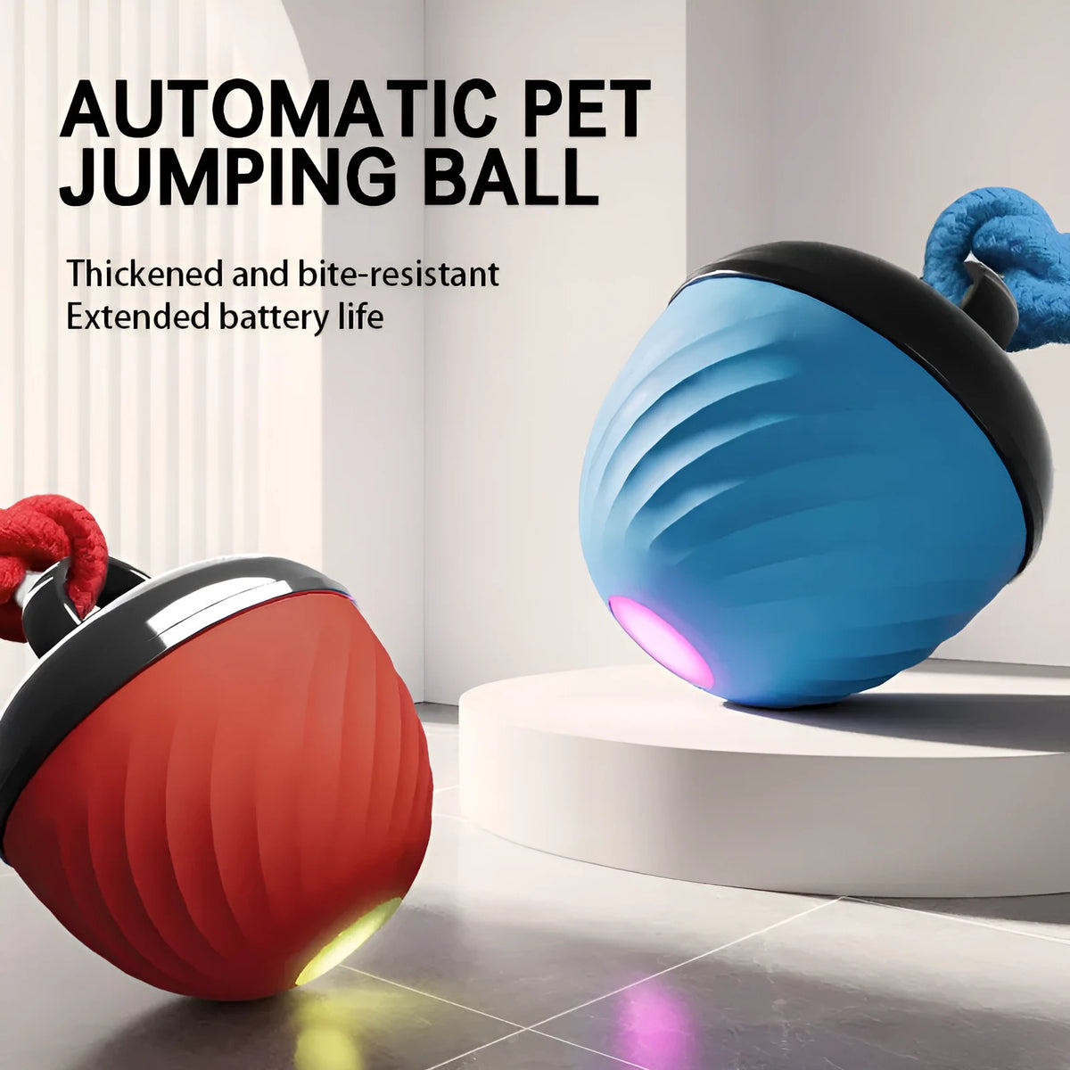 ABS cat teasing ball for self-hi relieving play, 6.8 x 8.1cm, in blue or red, with 200mAh battery