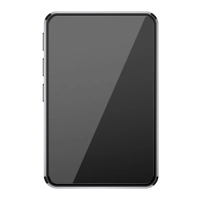 E-book player with external speaker, 1.8 inch screen, black plastic body, Bluetooth, FM radio, and USB charging