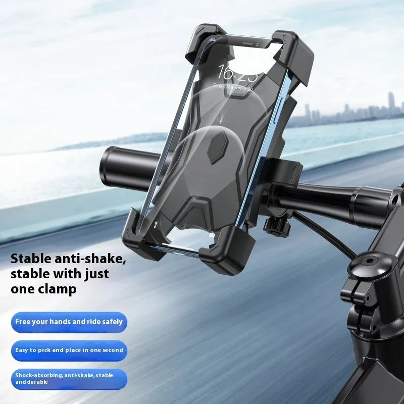 Universal shockproof mobile phone bracket for bicycle handlebar or motorcycle rearview mirror